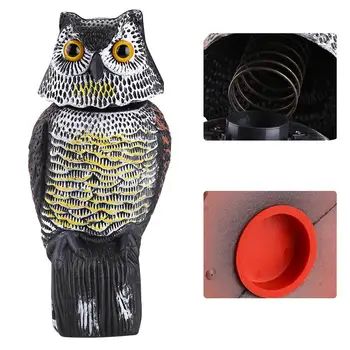 

Realistic Bird Scarer Rotating Head Sound Owl Prowler Decoy Protection Repellent Bird Pest Control Scarecrow Garden Yard Move
