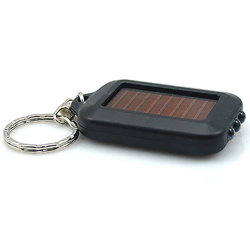 Mini Portable Keychain Flashlight LED Light Torch Flashlight Battery Plastic Solar Power Black