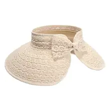 1 шт. Женские повседневные бумажные Соломенная шляпка Кружева козырек Кепка с широкими полями солнцезащитная Кепка летние солнцезащитные шляпы пляжная кепка(бежевый