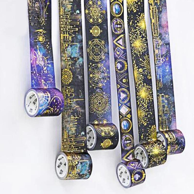

Stamping Adhesive Washi Tape Night Sky Stars Gilding DIY Scrapbooking Sticker Label Masking Tape School Office Supply