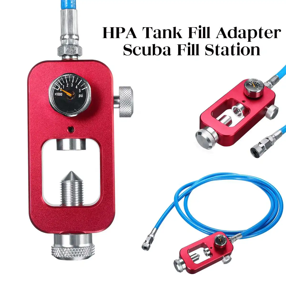 

HPA Tank Fill Adapter Scuba Fill Station Paintball Gas Cylinder Test High Pressure Gas Inflation Valve for 3500/4500psi Paintbal