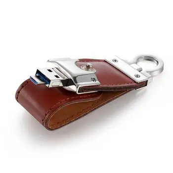 

Brown USB2.0 business leather flash drive memory stick U disk leather case computer phone dual-use OTG U disk (UV-P05)