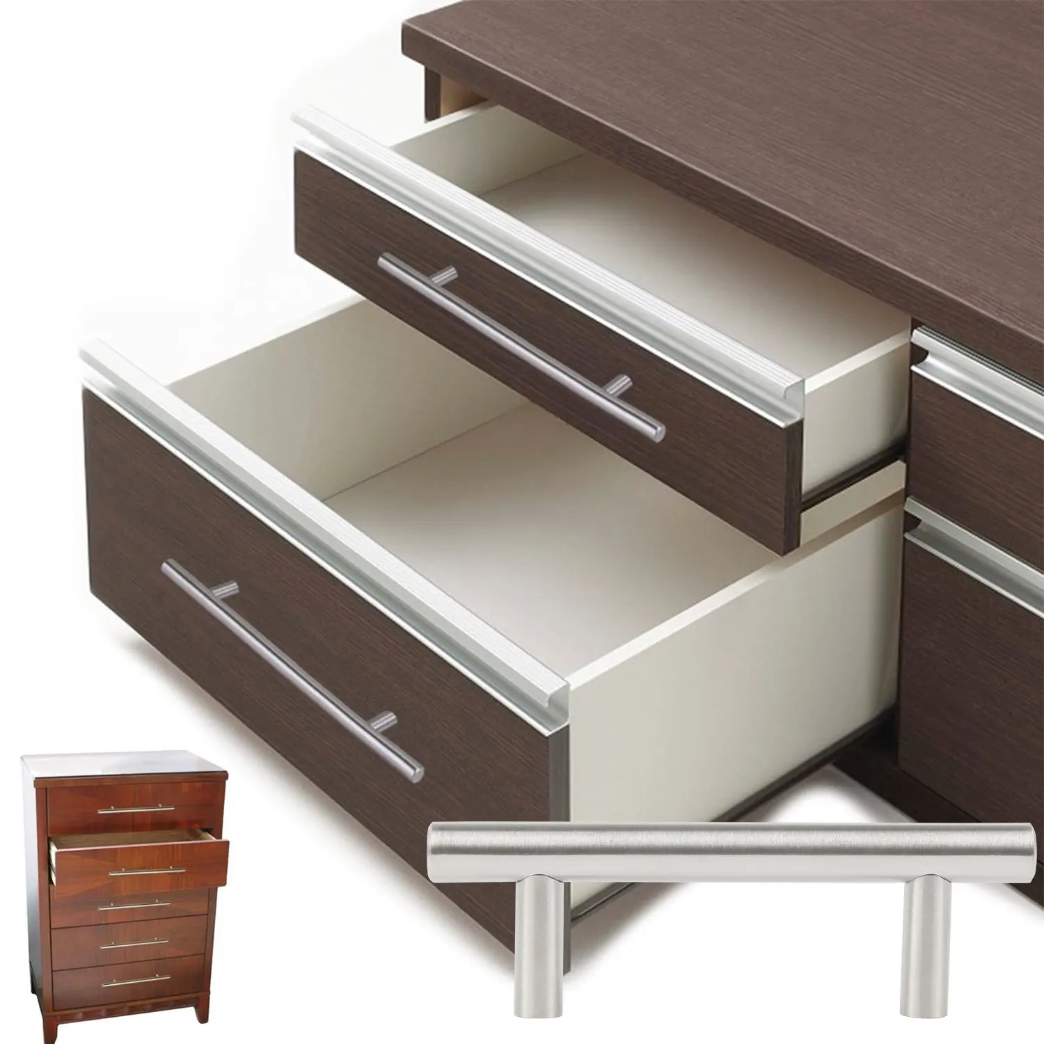 CNIM Hot Silver Pack с 20 ручками мебели/шкафа/ящика из нержавеющей стали, общая ширина 100 мм, Т-образная ручка центр 6