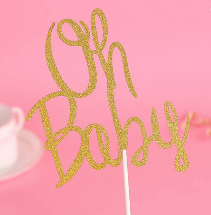 1 шт. праздничный торт на день рождения с надписью OH BABY Золотая блестящая бумага