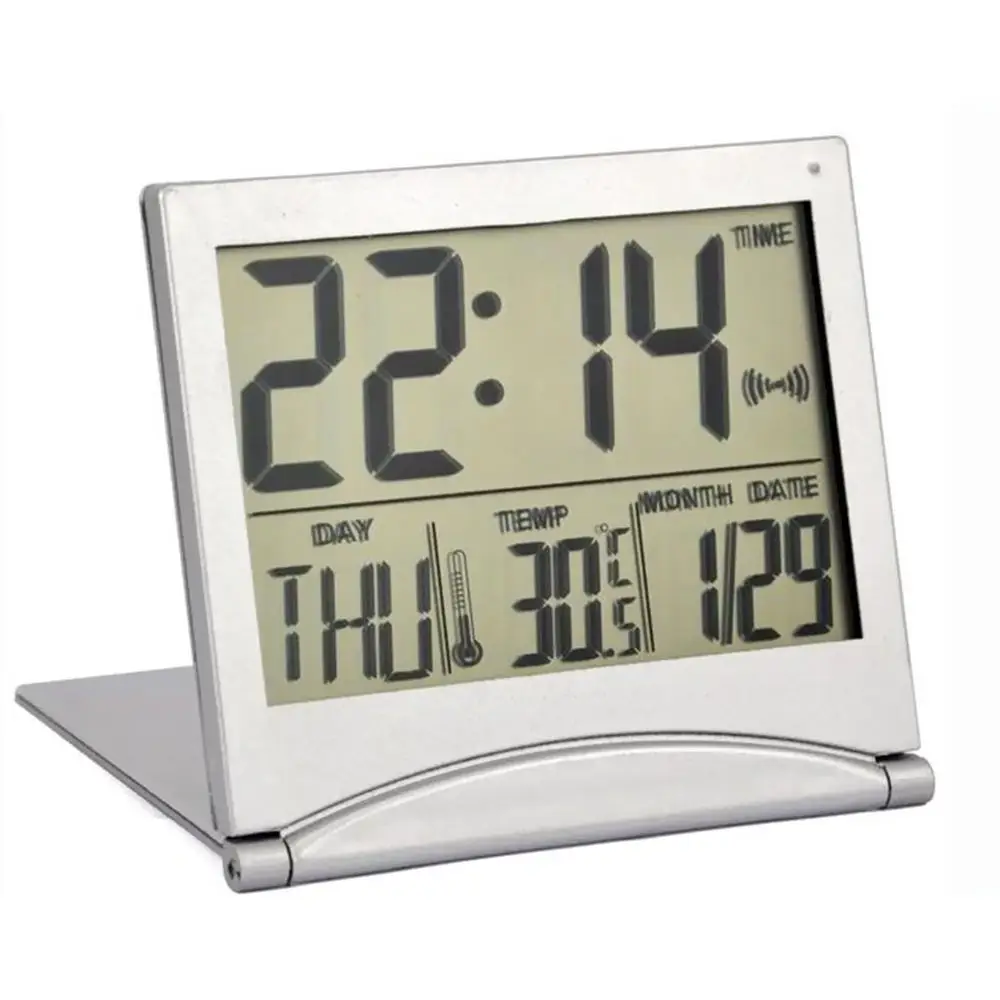 LED Digital Electronic Clock Folding Travel Alarm Clock With Flip