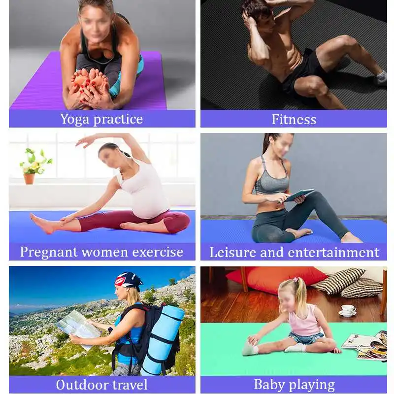 10 мм NBR Нескользящие коврики для йоги для фитнеса безвкусные 4 вида цветов 2 размера спортивные коврики для тренажерного зала с сумкой для йоги ремень для йоги