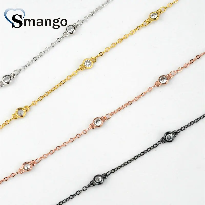 

3 Meters,Fashion Jewelry Accessories, Chain Setting CZ, The Round Shape,4 Plating Colors, Can Mix Color