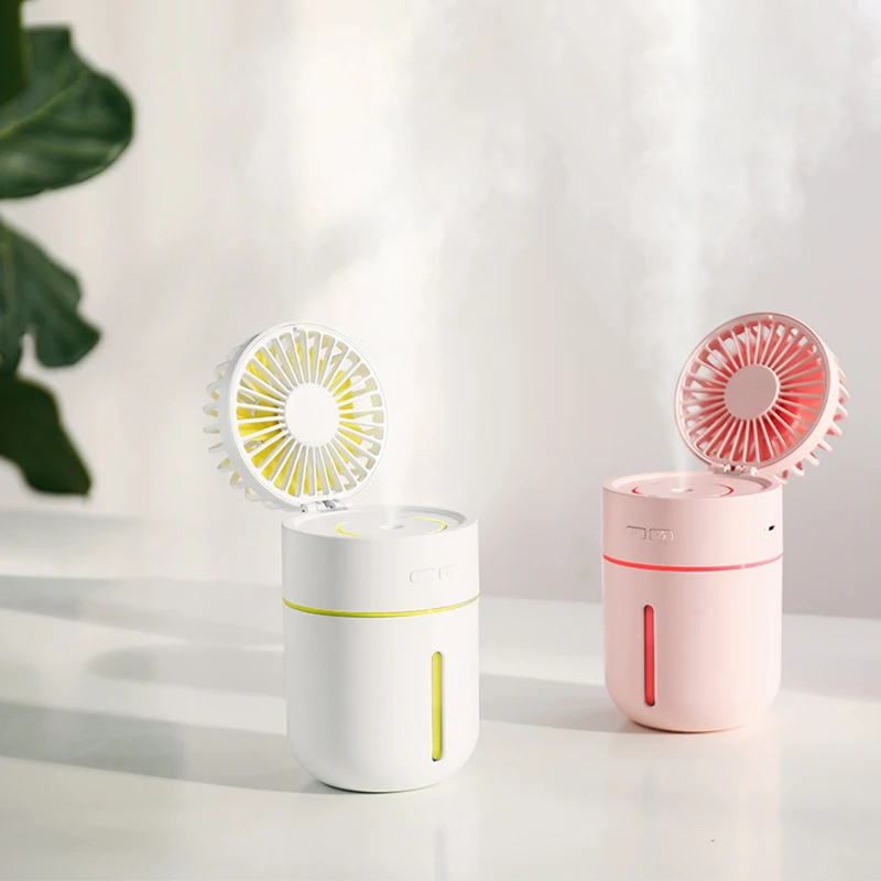 

Portable 400ML Humidifier USB Fan 2000 MAh Battery With Air Humidifier Aroma Essential Oil Diffuser Night Light Ventilador Fan