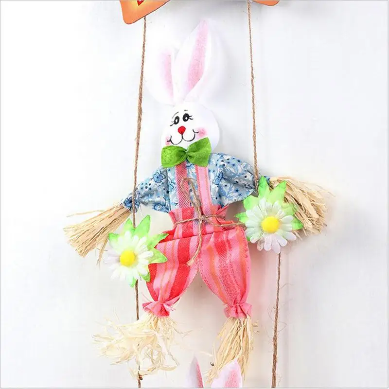  Handmade Wood Creative Cute Rabbit Mr. Easter Double Bunny Clown Festival Pendant School Store Kind - 32974342052