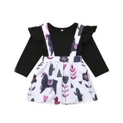 Для новорожденных детей 2019 одежда для маленьких девочек костюмы Топы с длинными рукавами Альпака цветок пачка общая юбка вечерние
