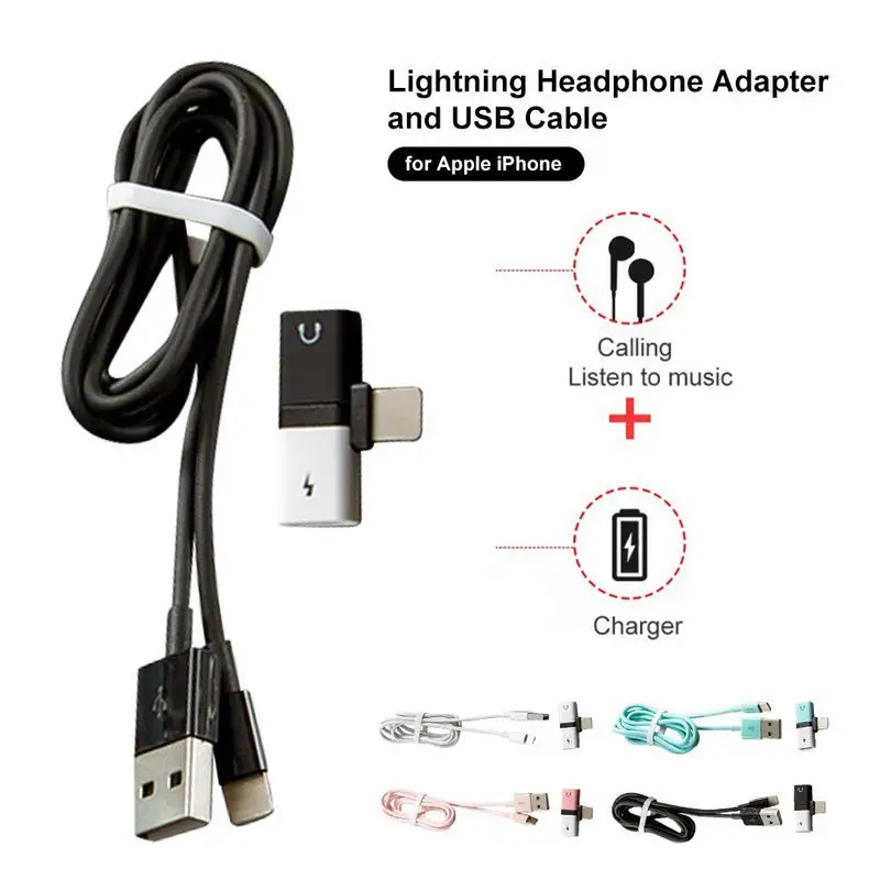 Новый 2 в 1 кабель для передачи данных IPhone 7 8 X Xs Ipad Ipod двойной Lightning наушников