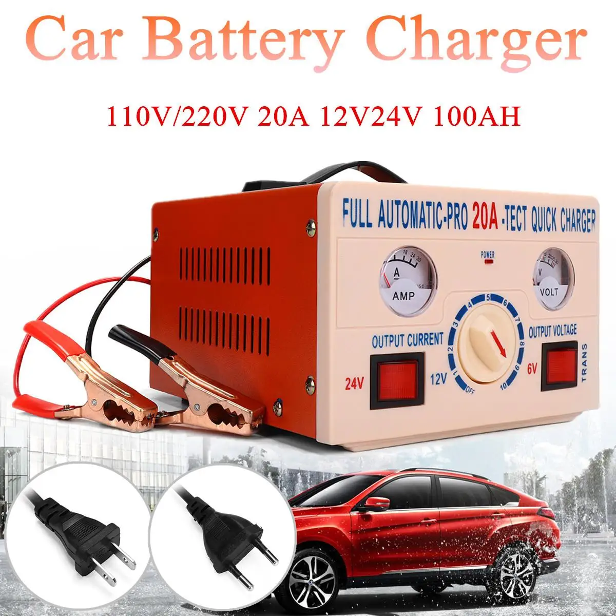

Car Battery Quick Charger TK-20A 12V/24V 100AH Full Automatic-Pro 110V / 220V Charging Speed High Conversion Rate Safe Reliable