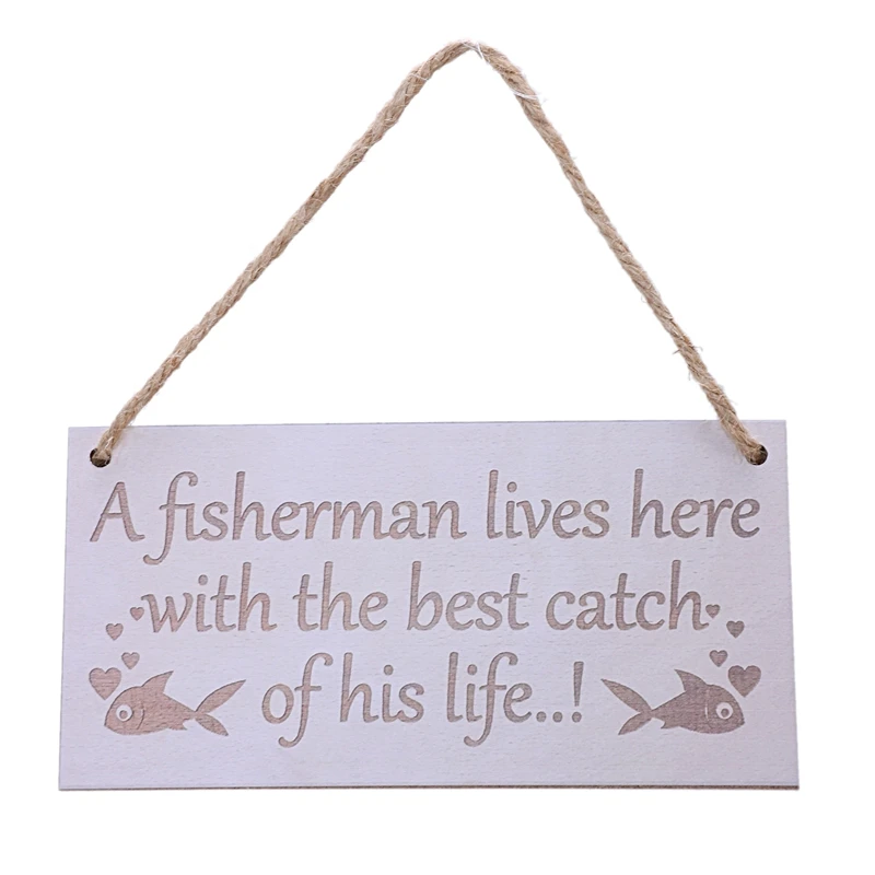 

FISHERMAN HUSBAND WIFE FUNNY HANGING WOODEN WALL SIGN