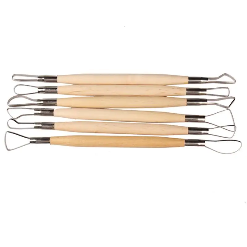 

Wooden Handle Pottery Ceramics DIY Clay Craft Tools Wooden Handle Wax Clay Pottery Sculpture Modeling Tool DIY Craft Set