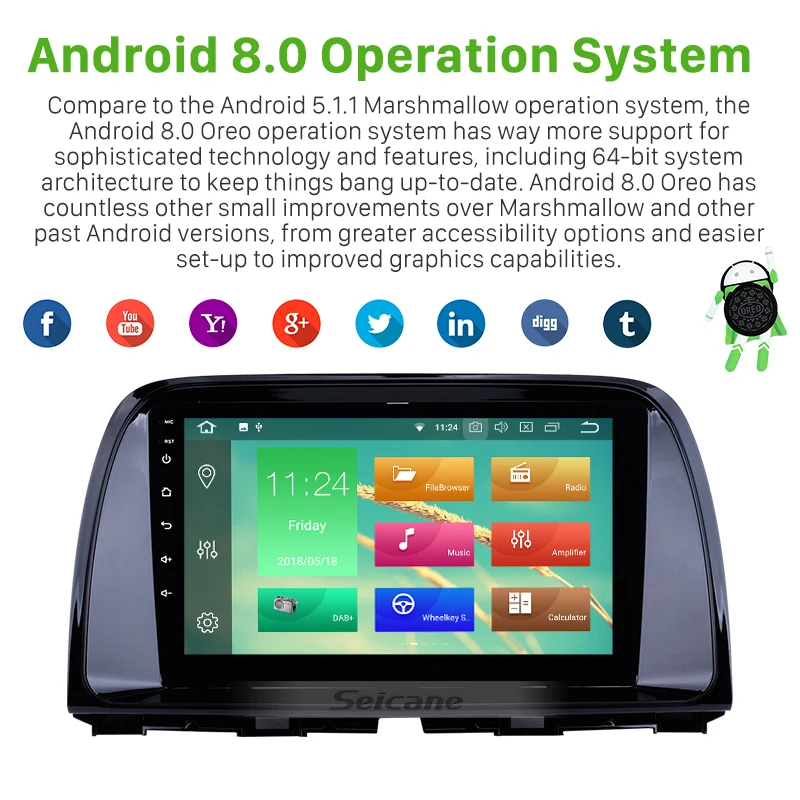 Best Seicane Android 8.1/8.0 Car Multimedia Player for 2012-2014 2015 Mazda CX-5 GPS Navi Radio Support WIFI OBD2 Mirror Link DVR FM 1 Best Seicane Android 8.1/8.0 Car Multimedia Player for 2012-2014 2015 Mazda CX-5 GPS Navi Radio Support WIFI OBD2 Mirror Link DVR FM 1