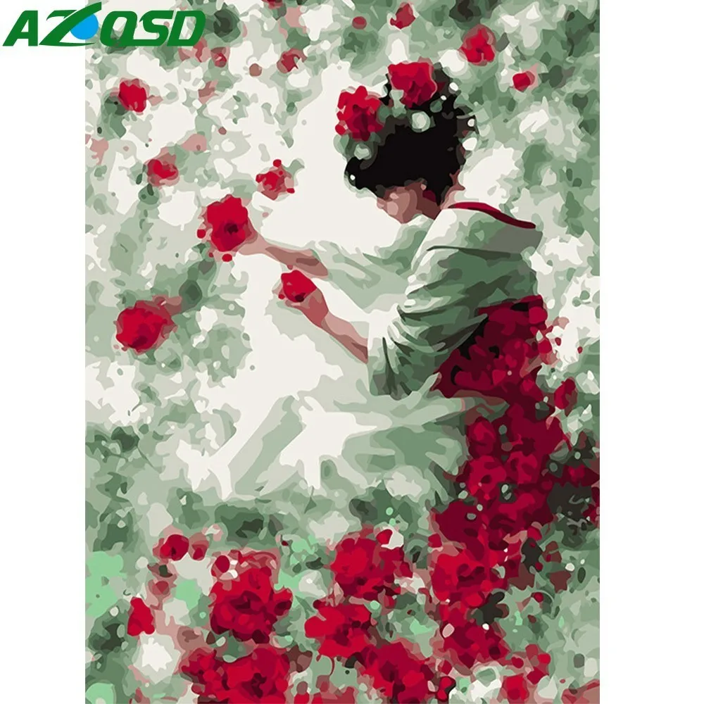 

AZQSD Oil Painting Flower Girl Pictures By Numbers On Canvas Wall Pictures DIY Wall Art Home Decoration K143