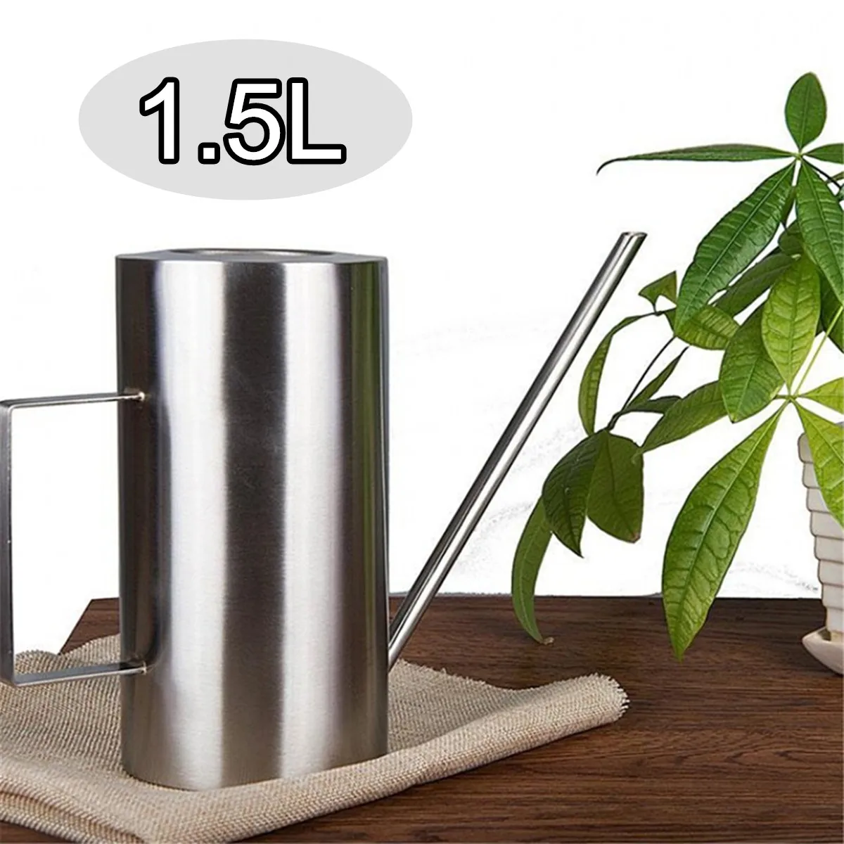 

Stainless Steel Watering Can Brushed Garden Planting Flower Long Mouth Sprinkler Pot Green Plants Flowers Gardening Tools 1.5L