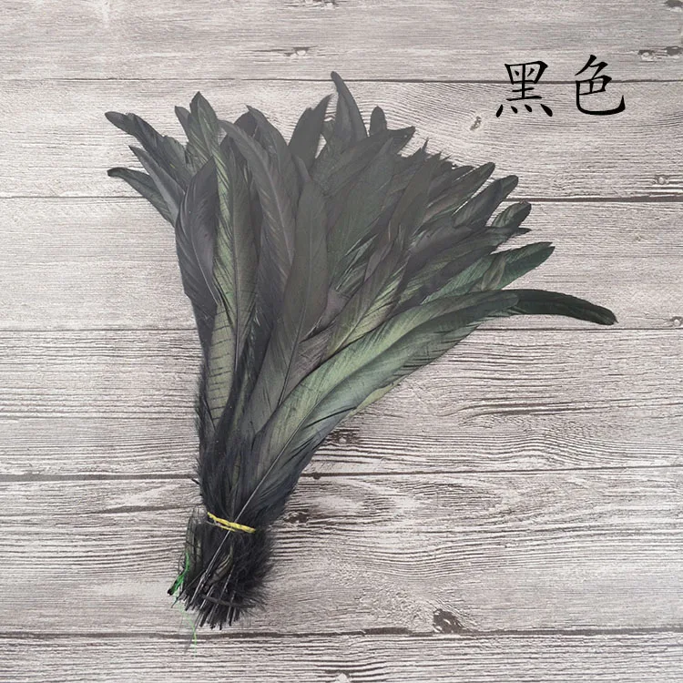 

Wholesale 100pcs/lot 40-45cm 16-18 inch Black Rooster feather Cock Tails Feather Chicken feather Rooster tail feather