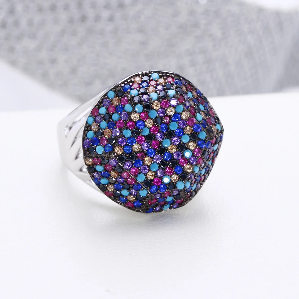DreamCarnival 1989 Recommend New Hexagonal Silver Rings for Women Full Color Zircon Pave Bridal Wedding Ring Wholesale SJ31023RB