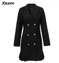 Xnxee Elegant ruffle double breasted women dress Office casual blazer white dress 2019 Autumn winter slim suit ladies dresses Xnxee Elegant ruffle double breasted women dress Office casual blazer white dress 2019 Autumn winter slim suit ladies dresses