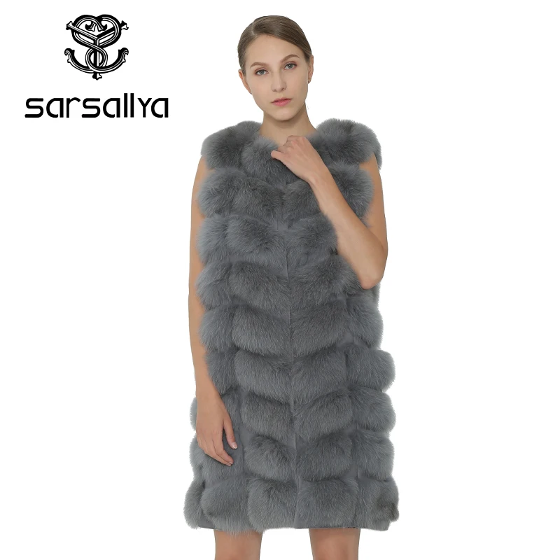 Manteau Renard Long Vêtement Gilet camel Fourrure Femmes De Hiver Pour Sarsallya gray Femme black graymink Veste Mode khaki pink Sable Survêtement Grey Naturel dark vqtEP