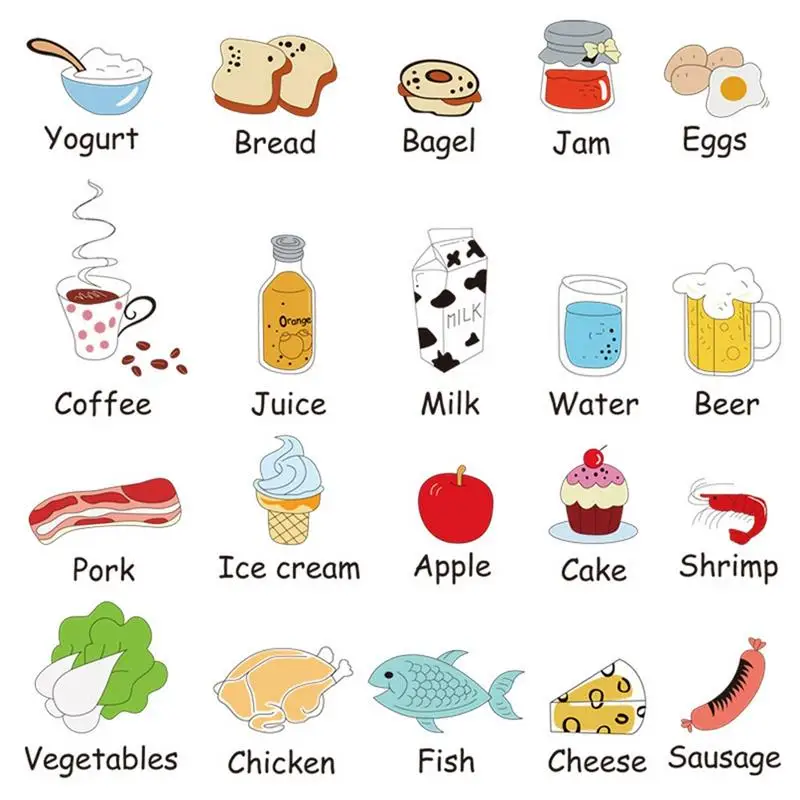 

50*70cm Imposition Food English Physical Wall Stickers Refrigerator Stickers PVC Electrostatic Boutique Stickers