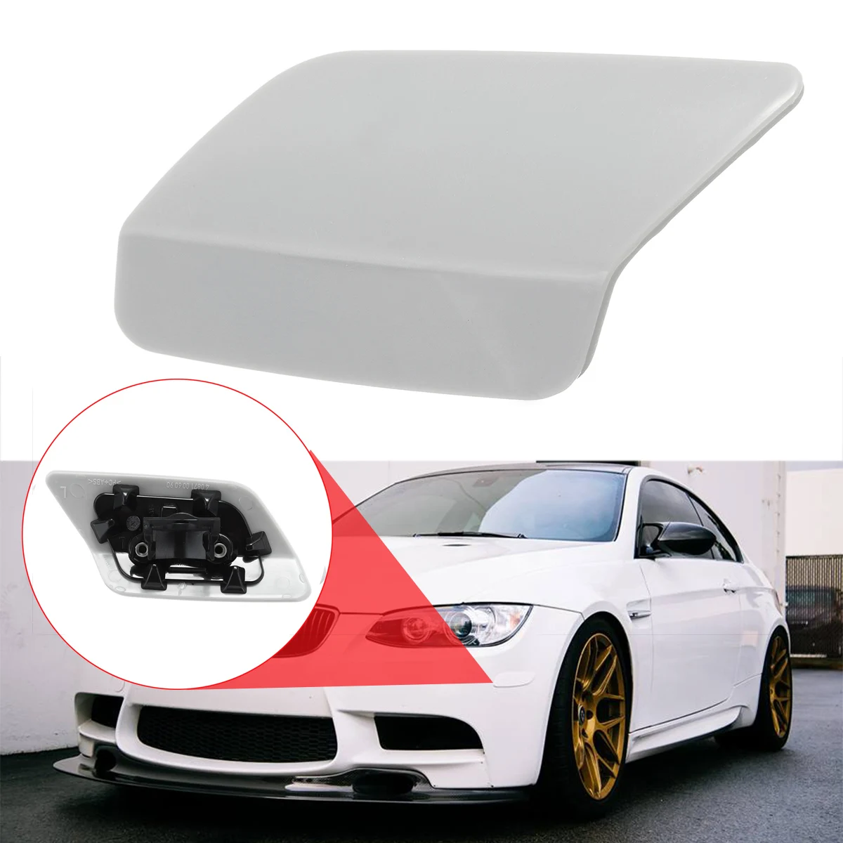 Car Front Bumper Headlight Washer Jet Nozzle Cover Cap For BMW E92 E93 61677253394 LCI 10 13in