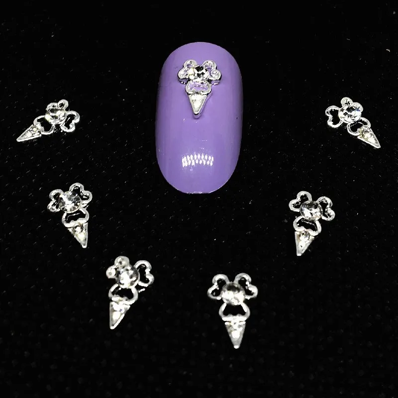 

10Pcs Necklace Jewelry Nail Art Decorations Flat Rhinestones Silver Crystal Dazzling Bowtie Coronet Nailart Supplies