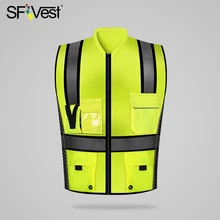 SFVest высокая видимость светоотражающий жилет безопасности светоотражающий жилет Мульти Карманы Спецодежда Безопасность Рабочая одежда жилет безопасности