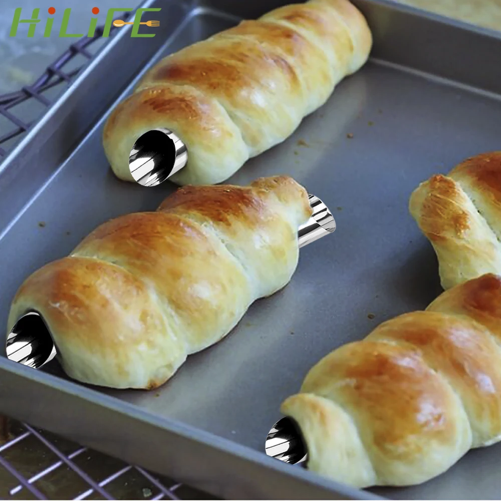 

HILIFE Non Stick Stainless Steel Cylindrical Tube Mould Croissant Mold Reusable Danish Bread Bakeware