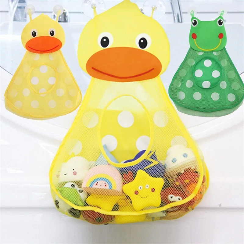 

1PCS Little Duck Little Frog Shape Storage Bag Baby Shower Bath Toys Storage Mesh with Strong Suction Cups Net Bag Organizer