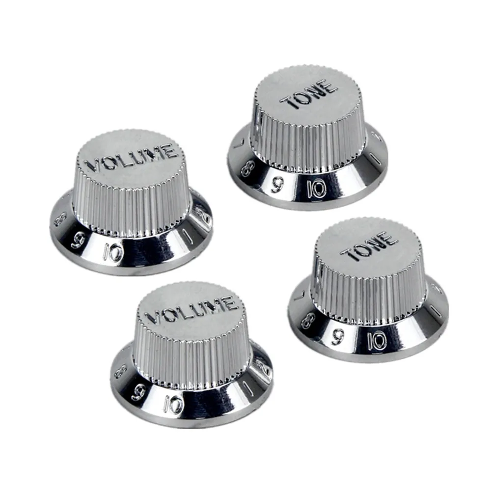 New 4pcs Of 2t2v Chrome Plating Plastic Guitar Tone Volume Knobs Speed