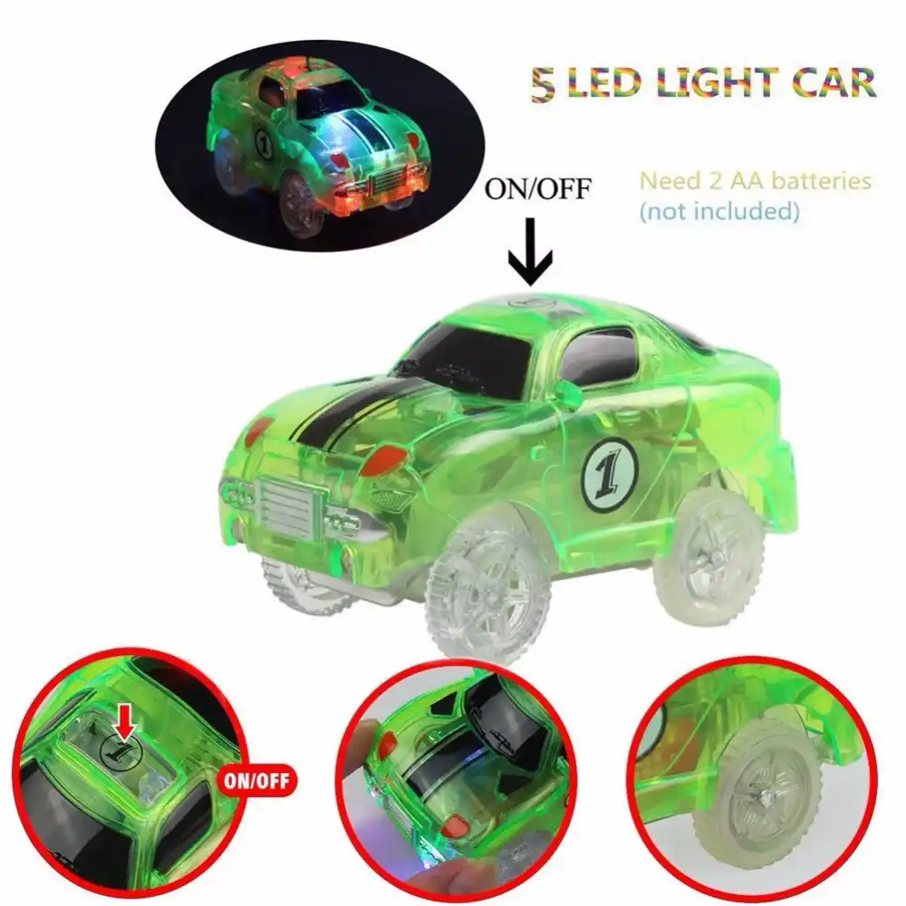 LED Light up Cars for Tracks Electronics Car Toys With Flashing Lights