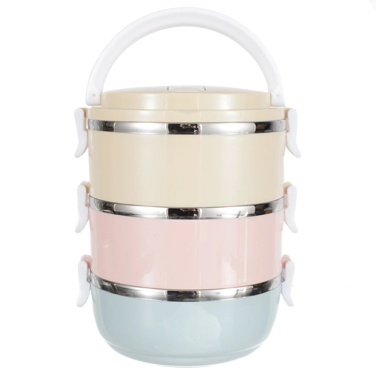 3 Tier Round Stainless Steel Thermal Insulated Lunch Box Bento Food Container 3 Tier Round Stainless Steel Thermal Insulated Lunch Box Bento Food Container