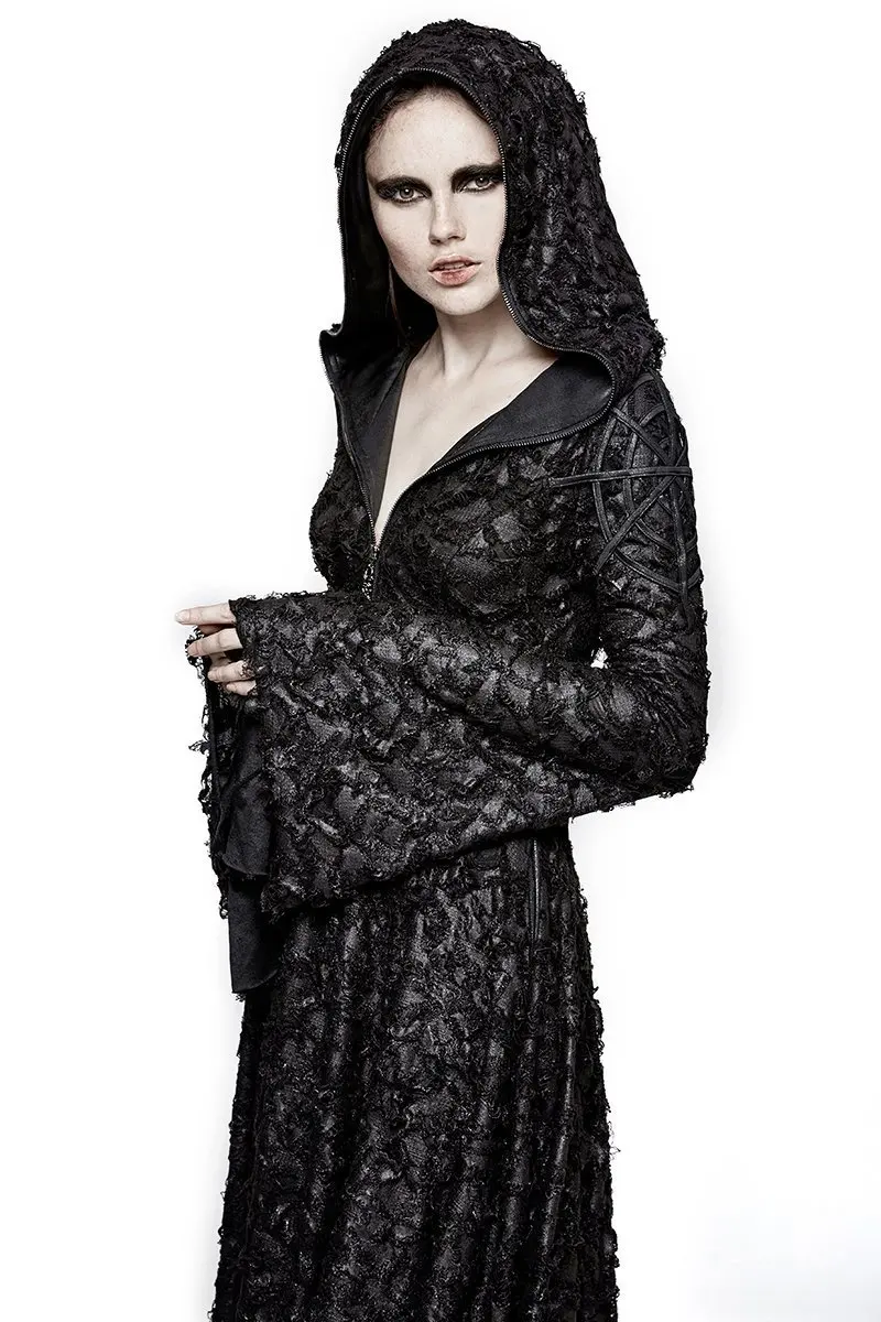 

Punk Rave Women's Gothic Threadbare Knitted Outcast Hooded Dress Q-308