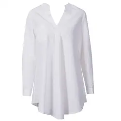 Новый для женщин Женские однотонные летние 3/4 рубашка с рукавами Свободные Повседневное Блуза Топ рубашка