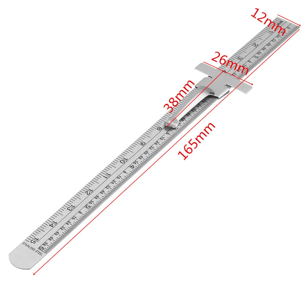 6 Inch 0-150mm Stainless Steel Gauge Standard Rule Scale Depth Length Marking Measuring Tool with Detachable Clip | Инструменты