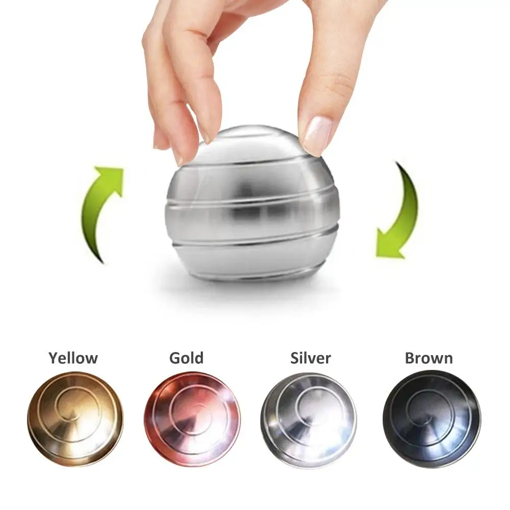 

New Desktop Decompression Rotating Spherical Gyroscope Kinetic Desk Toy Metal Gyro Optical Illusion Flowing Finger Toy For Adult