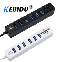 Kebidu 6 портов usb-хаб комбо 3 порта мульти USB2.0 разветвитель концентратор Micro Card Reader SD/TF Высокая скорость для ПК Компьютерные аксессуары