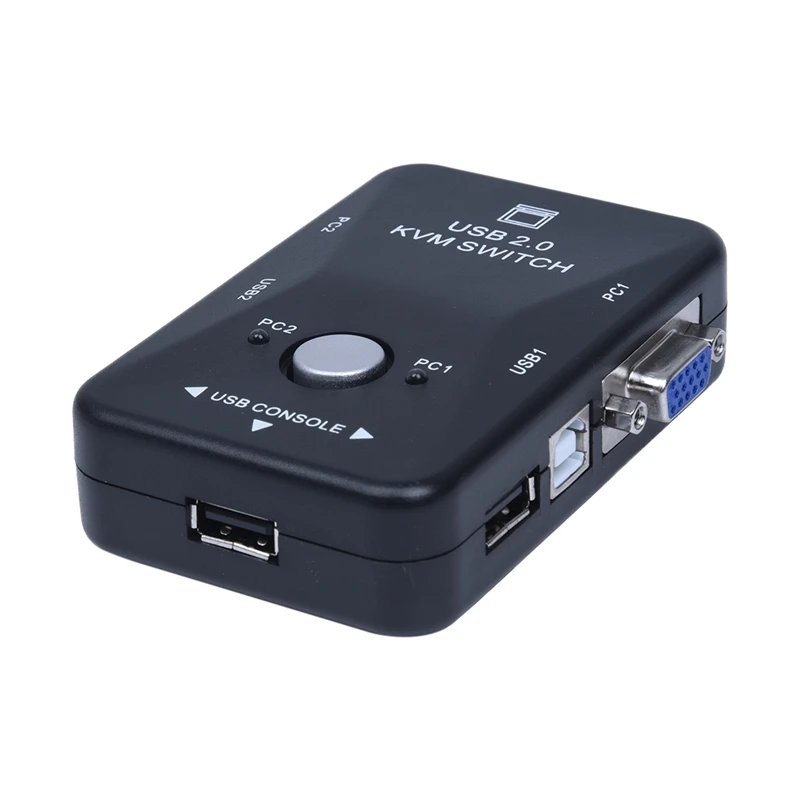 All in one Mini 2 Ports KVM Manual Switch Box Adapter w USB Connector 3