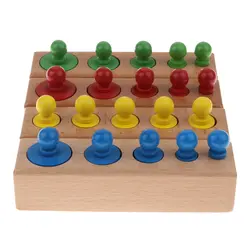 Набор из 4 Монтессори Деревянные накладные Блоки цилиндров детские развивающие игрушки 4 цвета 20 шт. цилиндры гнездо наборы
