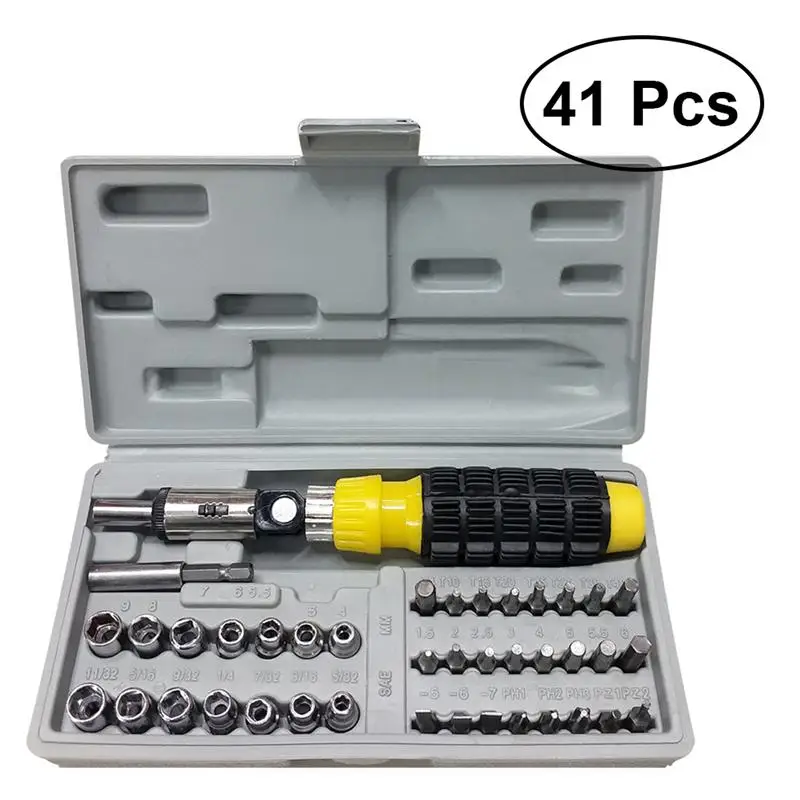 

41Pcs/Set Precision Regular Screwdrivers Bit Socket Set Bits Repair Tool Carbon Steel Assortment Set For Home Use