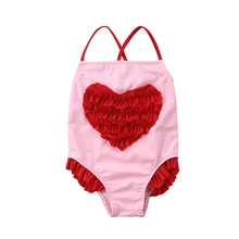 Одна деталь для малышей для новорожденных девочек; с оборками в форме сердца плавательный ванный комплект пляжная одежда