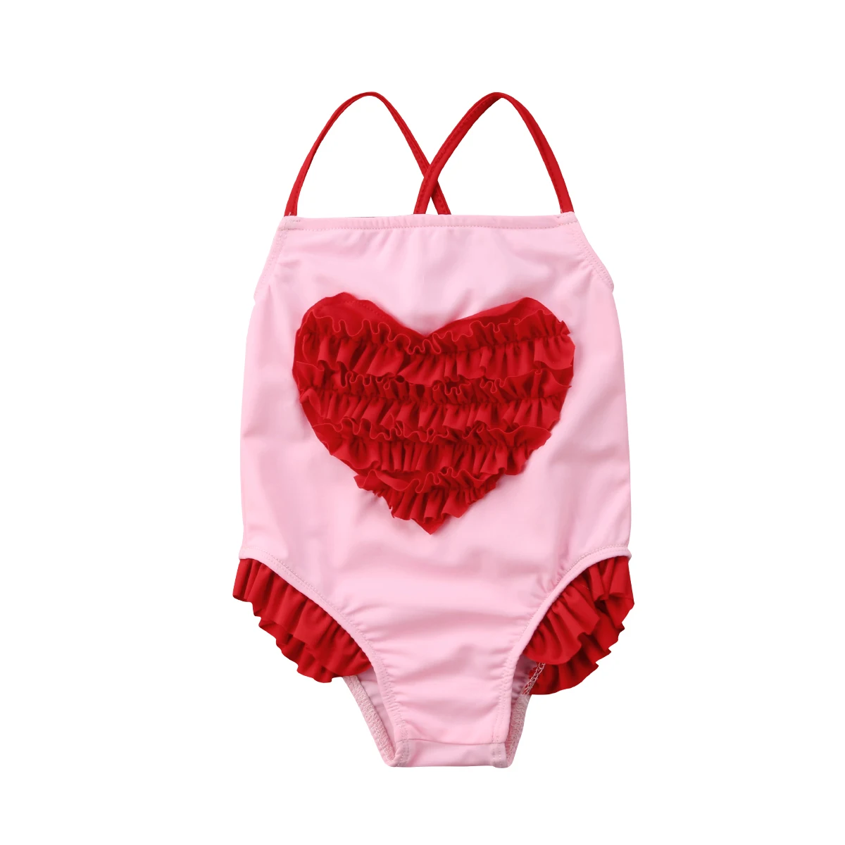 

One Piece Infant Toddler Baby Girl Ruffles Heart-Shaped Swimwear Swimsuit Swimming Bathing Suit Beachwear