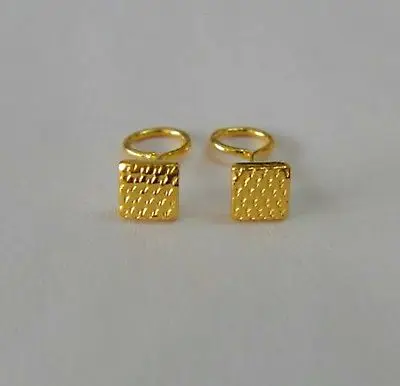 Новая мода 999 24 K желтого золота Женские квадратные серьги 0,5-1g