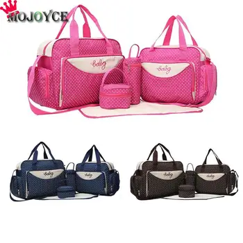 

5pcs Baby Diaper Bag Suits Large Capacity for Mom Baby Bottle Holder Mother Mummy Stroller Maternity Nappy Handbag Sets