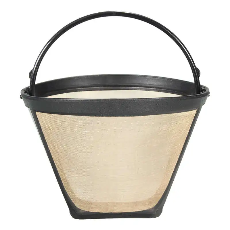 Hot 1Pc Permanent Reusable 4 Cone Shape Coffee Filter Mesh Basket Stainless New huismerk kopen in de aanbieding