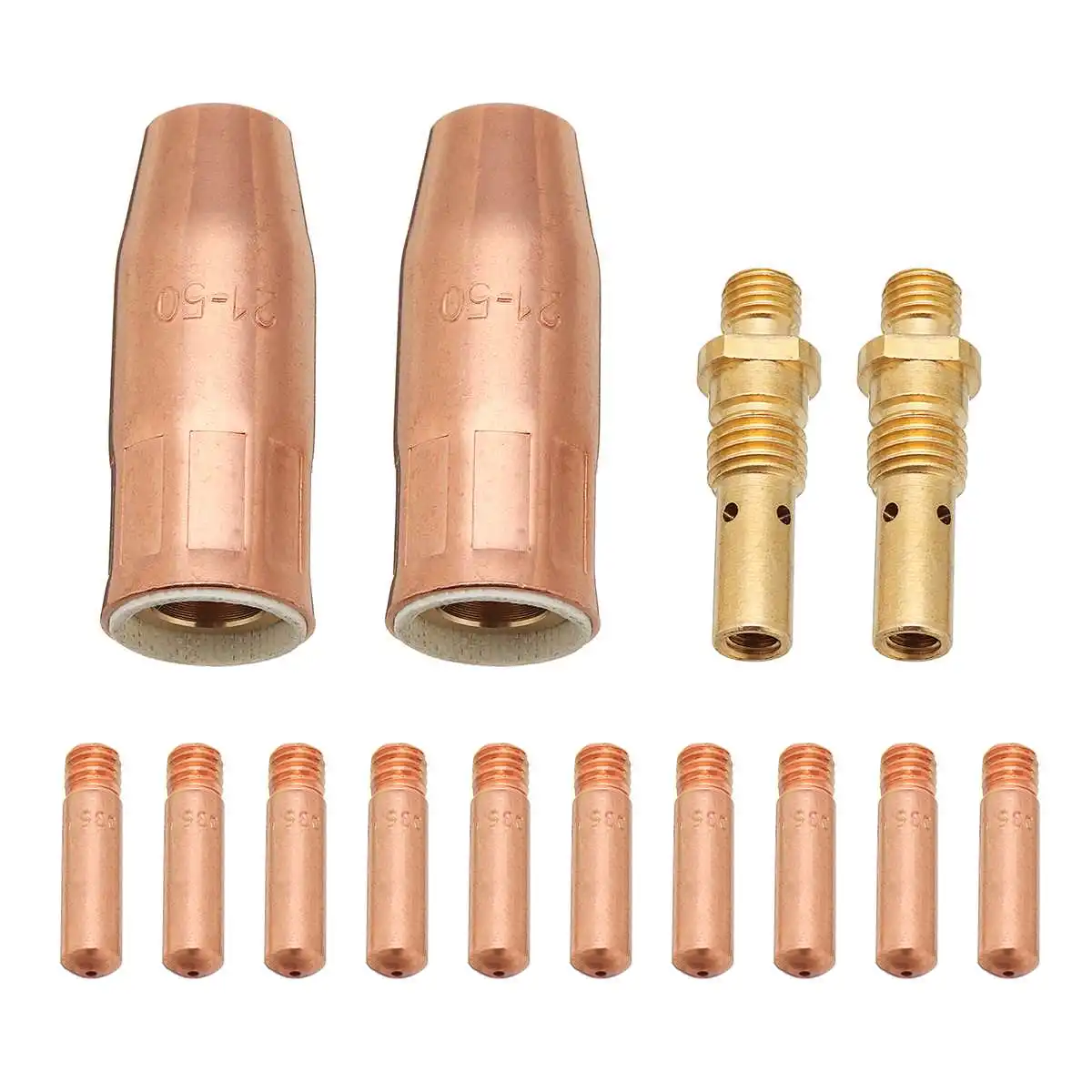 

14Pcs 0.035Inch Contact Tip MIG Welding Torch Nozzle Set Gas Diffuser Gas Nozzle Holder Kit for Lincoln 100L for Tweco