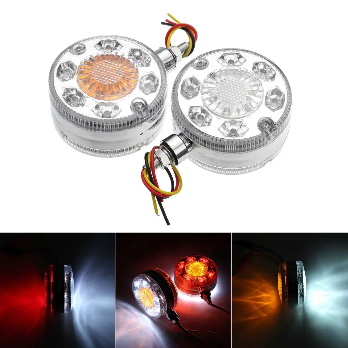 

2pcs Chrome Red White Amber 24 LED Side Maker Lights For SCANIA DAF MAN for RENAULT 24V