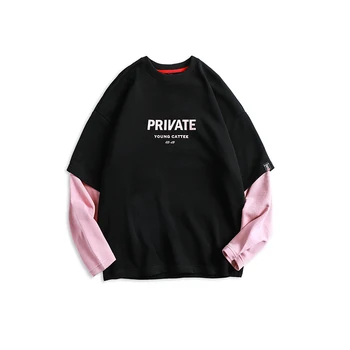 

Spring New Hoodies Men Fashion Contrast Color Stitching Casual Sweatshirt Man Streetwear Trend Wild Hip Hop Loose Pullover